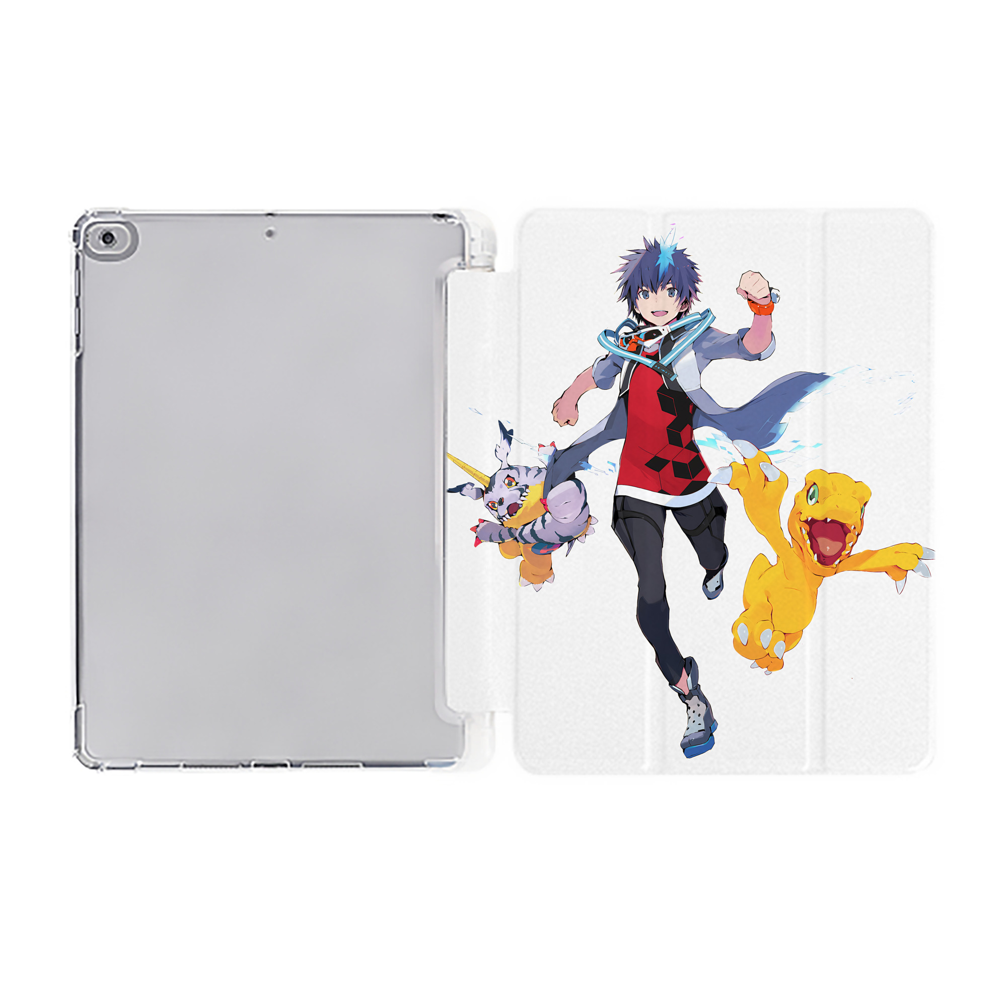 （画像用） Digimon デジタルモンスター/デジモン IPad ケース ペン収納付き 三つ折りスタンド PUレザー×シリコン 対応機種9.5/10.5/10.9インチ